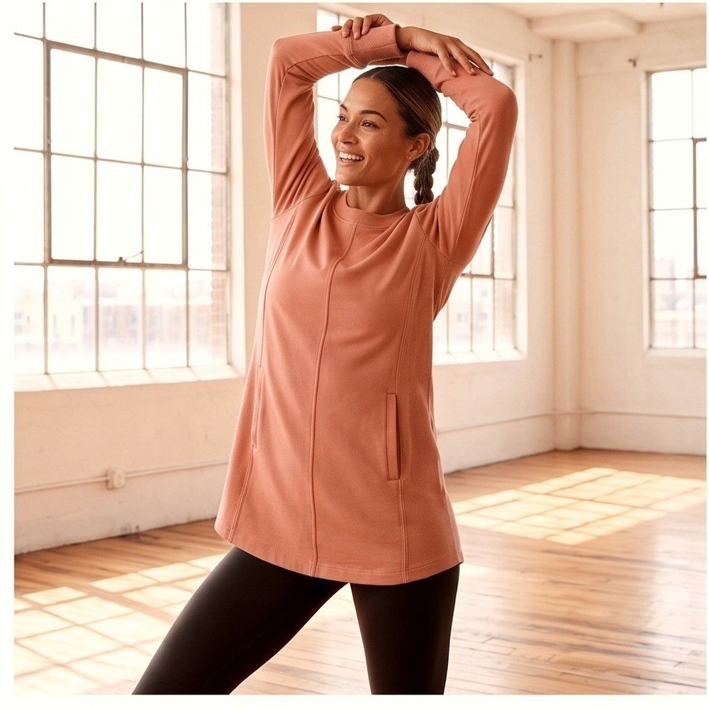 Athleta SP Balance Dress Peach Mauve Long Sleeve Sweatshirt‎ Tunic Small Petite